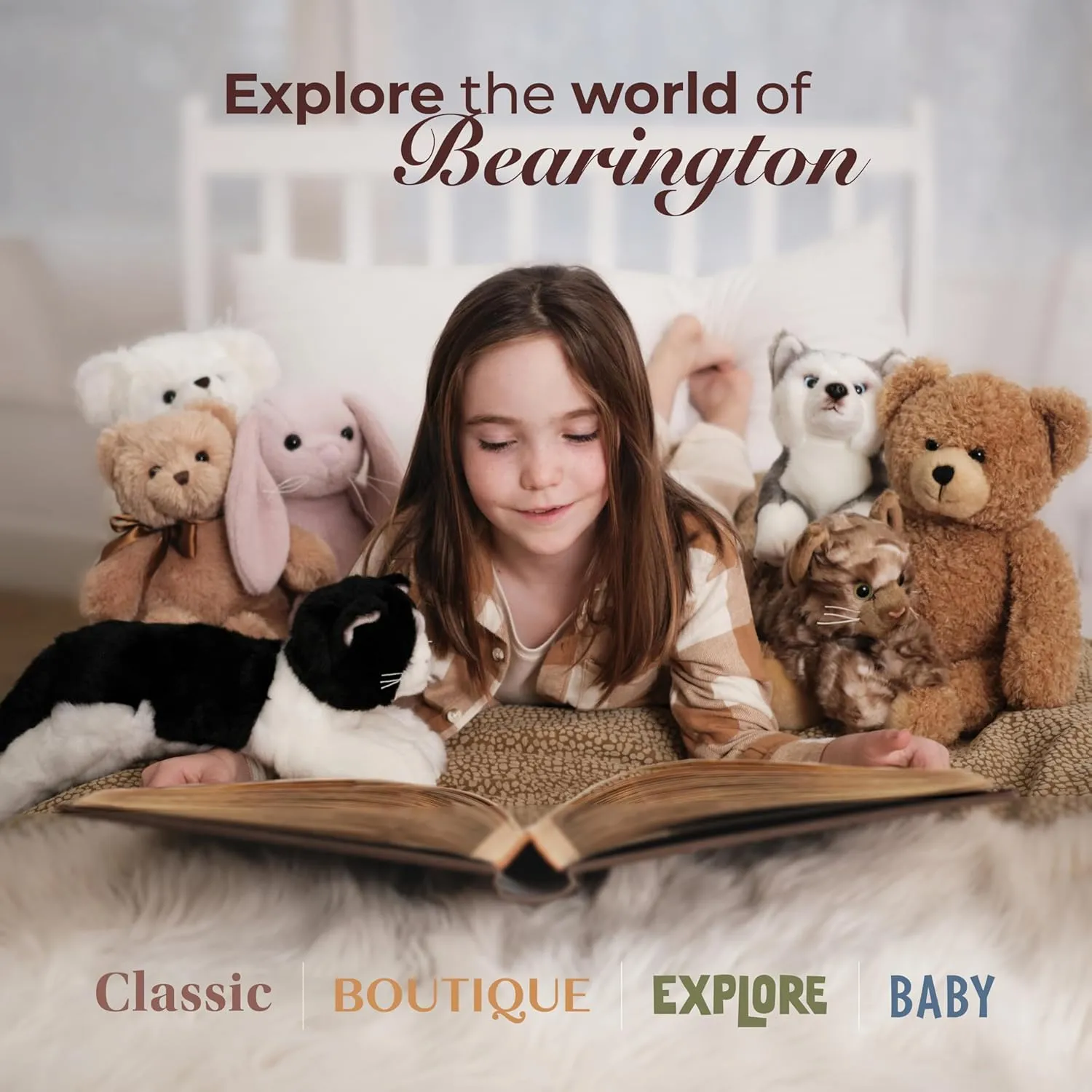 Bearington Collection 15-Inch Tabby Cat Plush Toy - Realistic Stuffed Animal for Kids - Orange Stuffed Cat