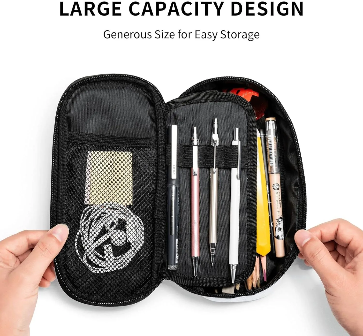 Beautiful Cloud Large Pencil Case With Zipper Compartments Stationery Pencil Bag For Kids Teens Students School Supplies