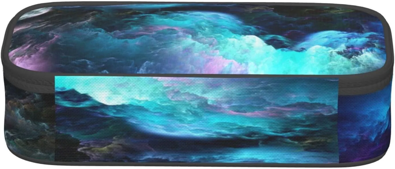 Beautiful Cloud Large Pencil Case With Zipper Compartments Stationery Pencil Bag For Kids Teens Students School Supplies