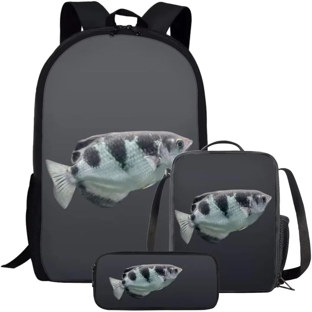 Beauty Collector Archer Fish Backpack Set for Girls Kids, Animal School Bag Lunch Bag and Pencil Case for Boys