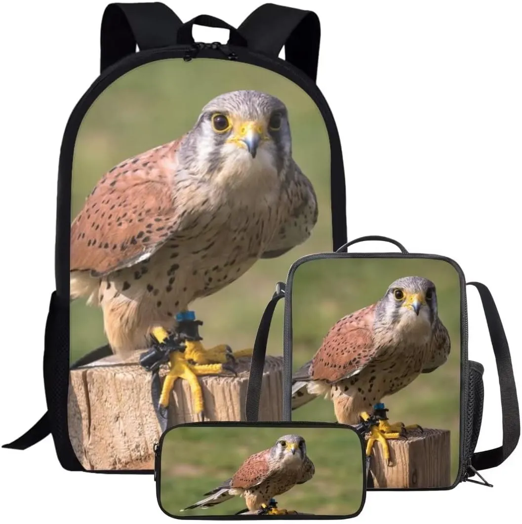 Beauty Collector Kestrel Backpack Set for Girls Kids, Animal School Bag Lunch Bag and Pencil Case for Boys