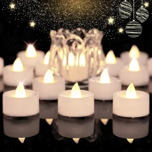 BEICHI 24pcs Battery Operated Tea Lights with Timer, Built-in 6 Hours Tea Light, Warm White Flickering Electric Tea Candles with Timer, 1.4'' Dia x 1.25'' H, LED Flameless Candles with Timer
