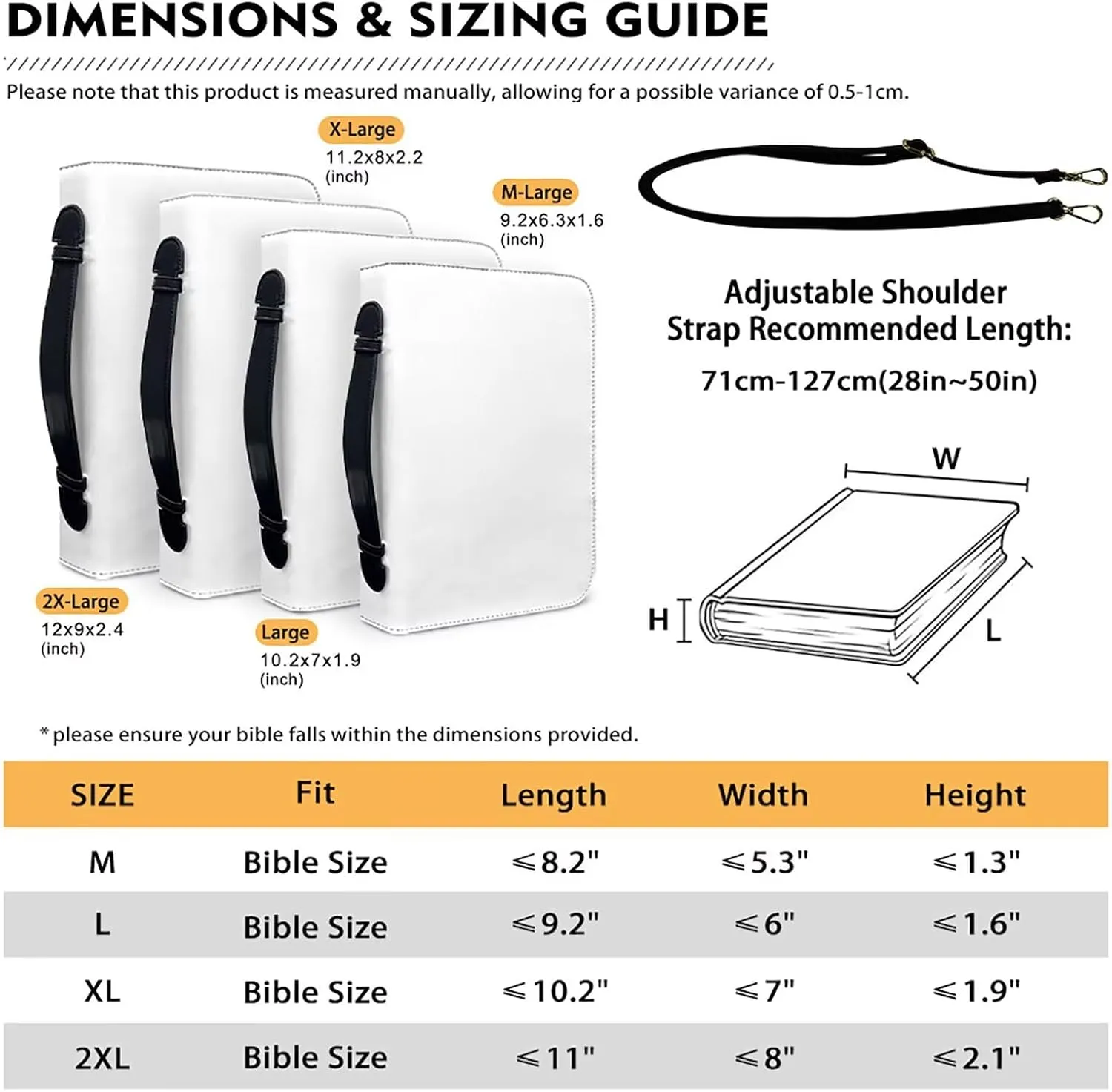Bible Cover Case with Bonus Bookmark Flower Rhyme Puzzle Bible Bag with Inner Pockets and Shoulder Strap Church Study Book Protector Pouch Book Case for Daily Use