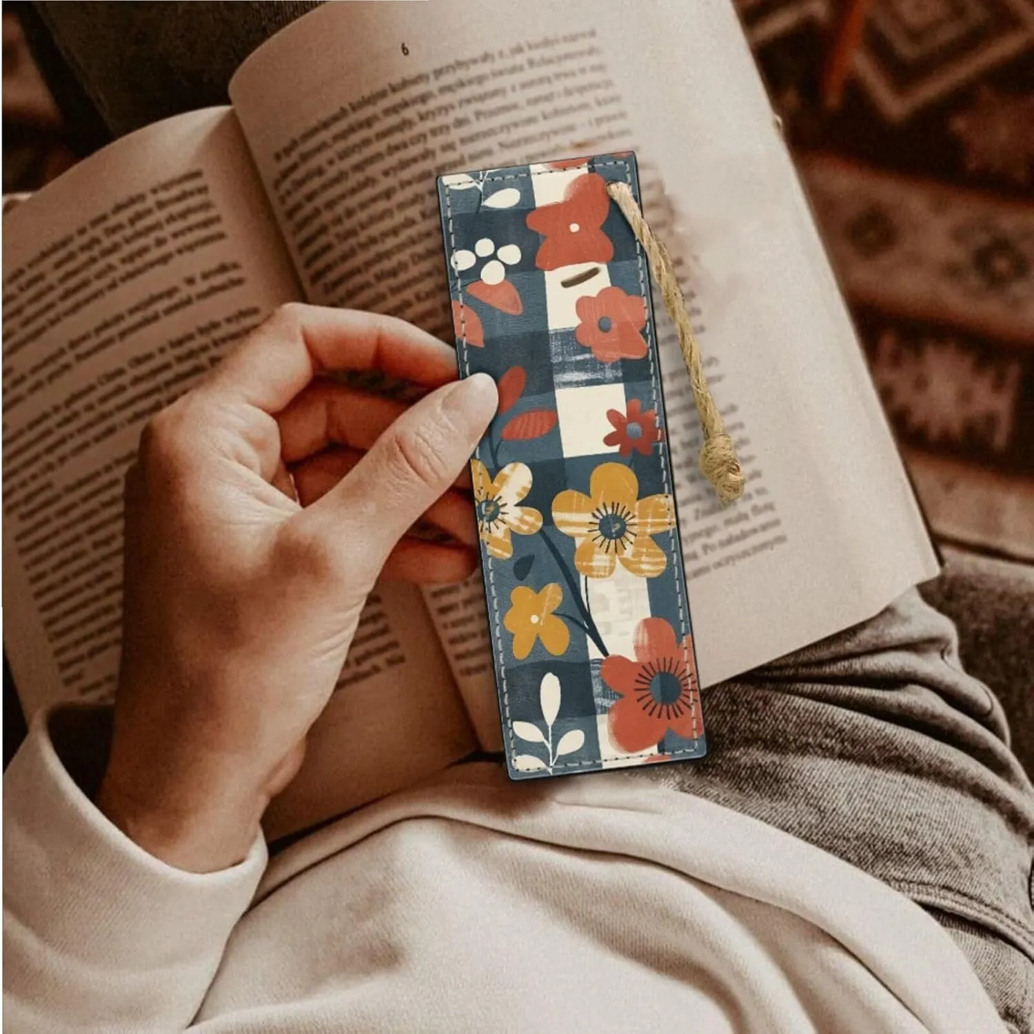 Bible Cover Case with Bonus Bookmark Flower Rhyme Puzzle Bible Bag with Inner Pockets and Shoulder Strap Church Study Book Protector Pouch Book Case for Daily Use