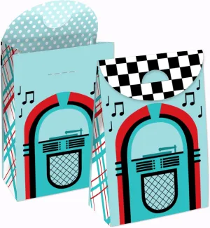 Big Dot of Happiness 50’s Sock Hop - 1950s Rock N Roll Gift Favor Bag - Party Goodie Boxes - Set of 12