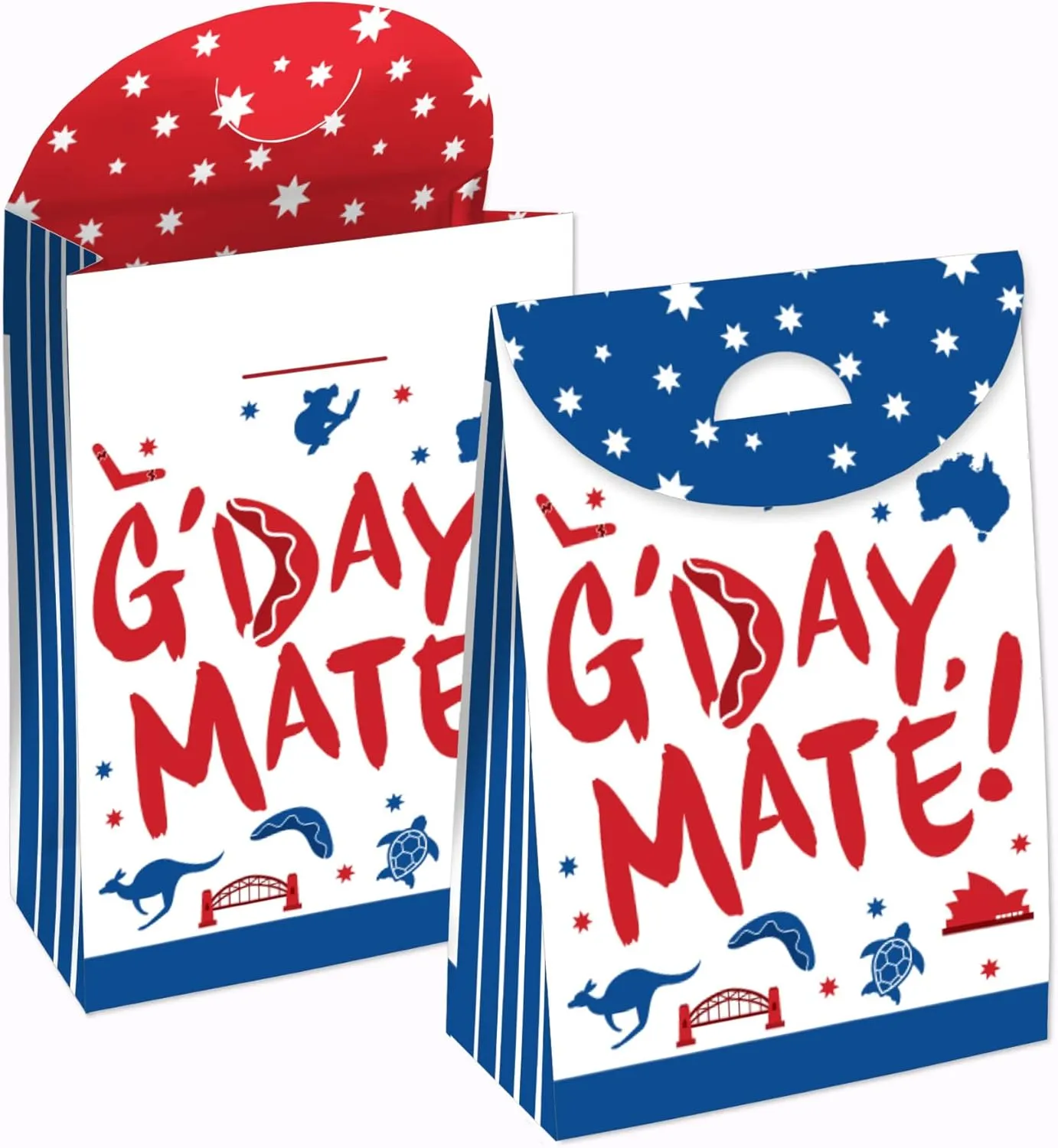 Big Dot of Happiness Australia Day - G’Day Mate Aussie Party Gift Favor Bags - Party Goodie Boxes - Set of 12