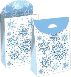 Big Dot of Happiness Blue Snowflakes - Winter Holiday Gift Favor Bags - Party Goodie Boxes - Set of 12