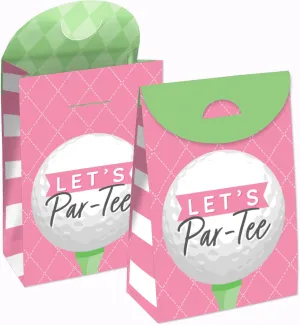 Big Dot of Happiness Golf Girl - Pink Birthday Party Gift Favor Bags - Party Goodie Boxes - Set of 12