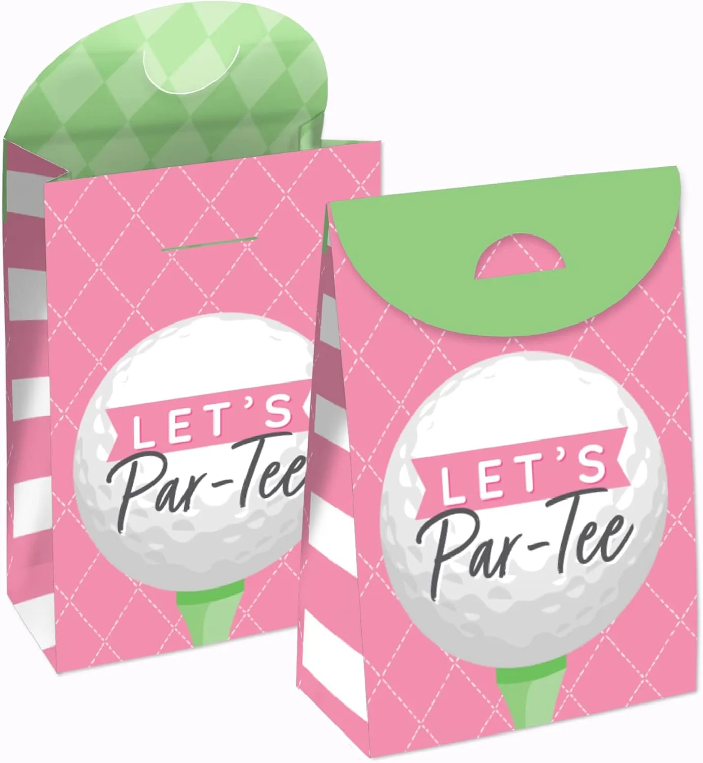 Big Dot of Happiness Golf Girl - Pink Birthday Party Gift Favor Bags - Party Goodie Boxes - Set of 12