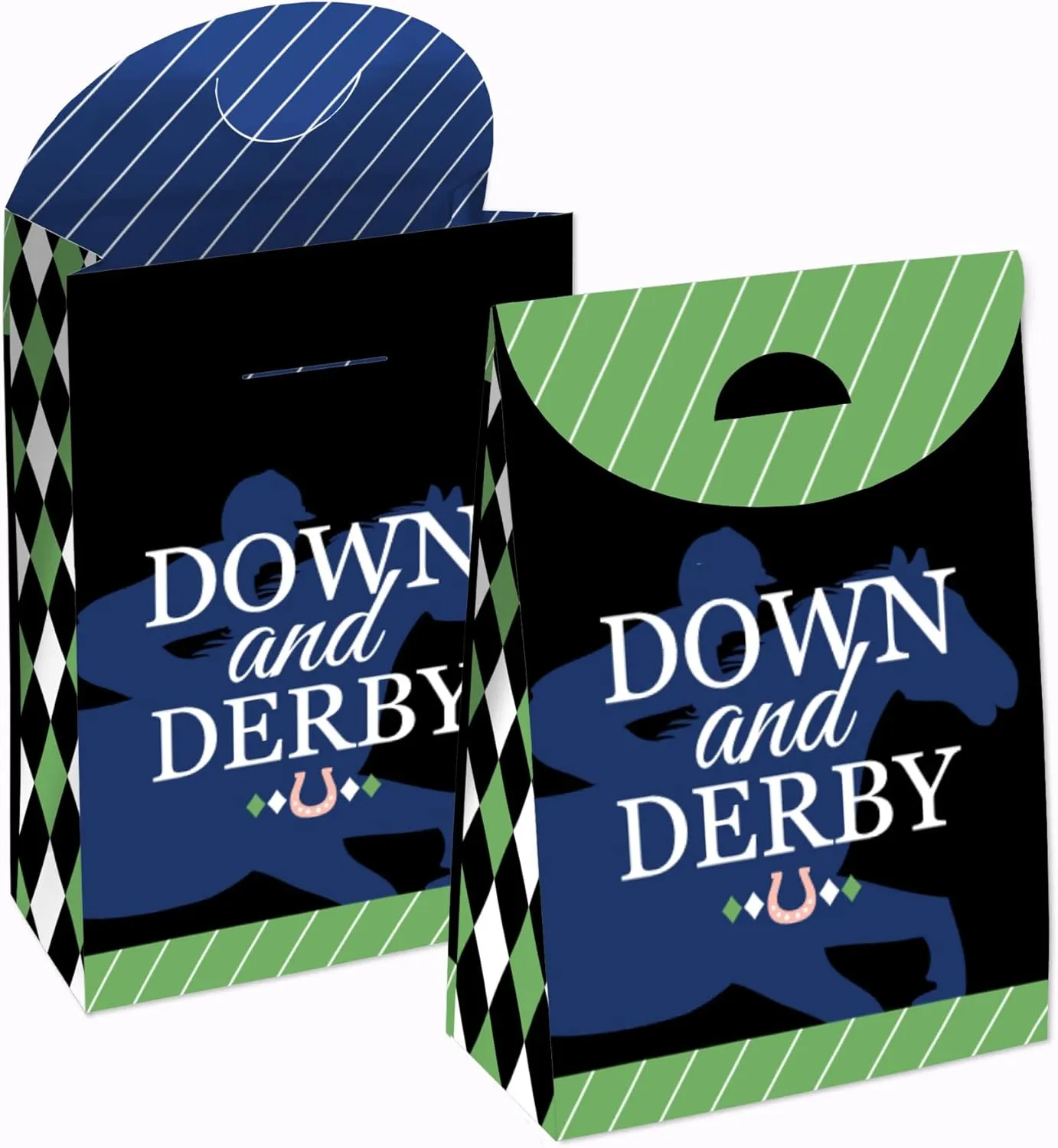 Big Dot of Happiness Kentucky Horse Derby - Horse Race Gift Favor Bags - Party Goodie Boxes - Set of 12