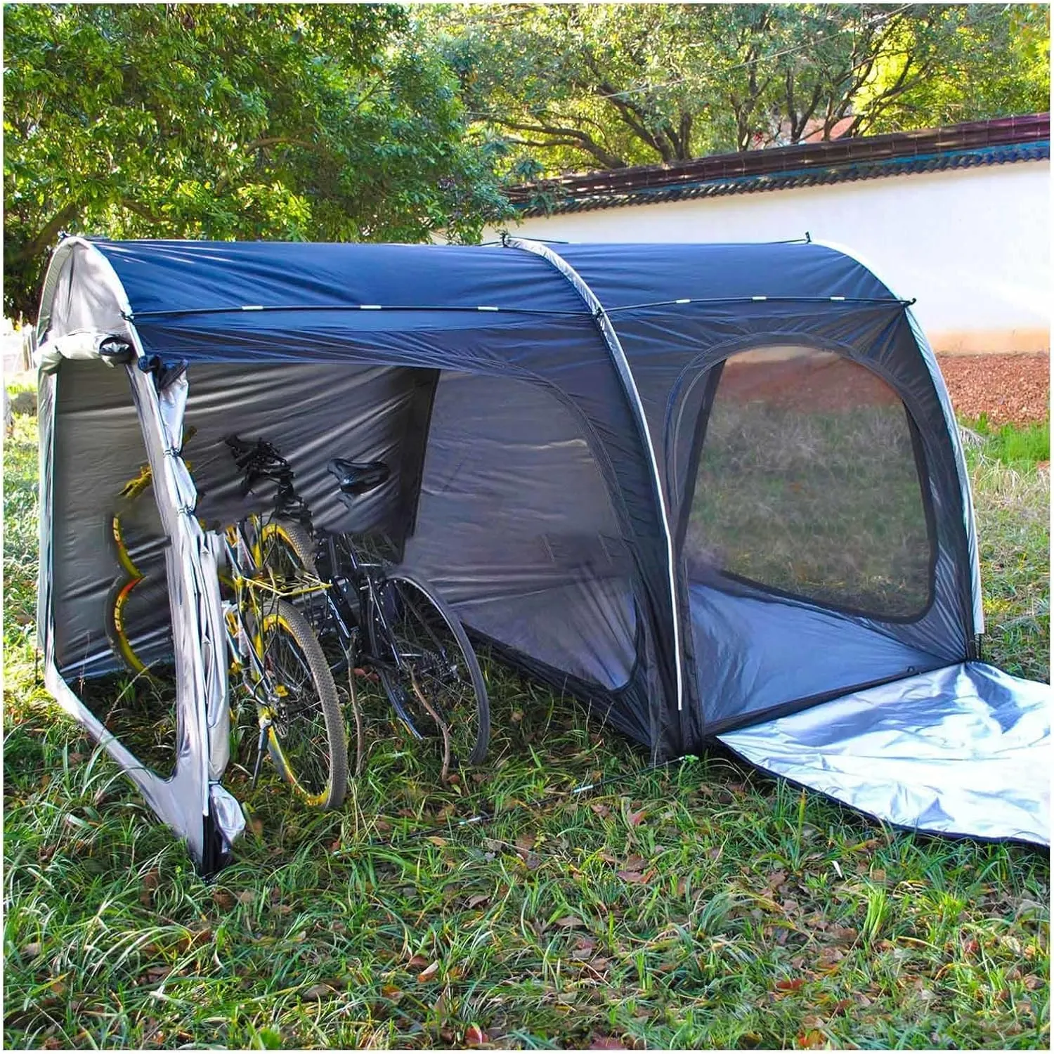 Bike Storage Tent with Ventilation Mesh Outdoor Bike Storage with Double Doors for 5-7 Bikes Small Sheds for Backyard Storage Sheds
