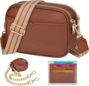 BKNOOU Small Crossbody Bags for Women Trendy Crossbody Purses for Ladies PU Leather Shoulder Handbags with 2 Style Strap