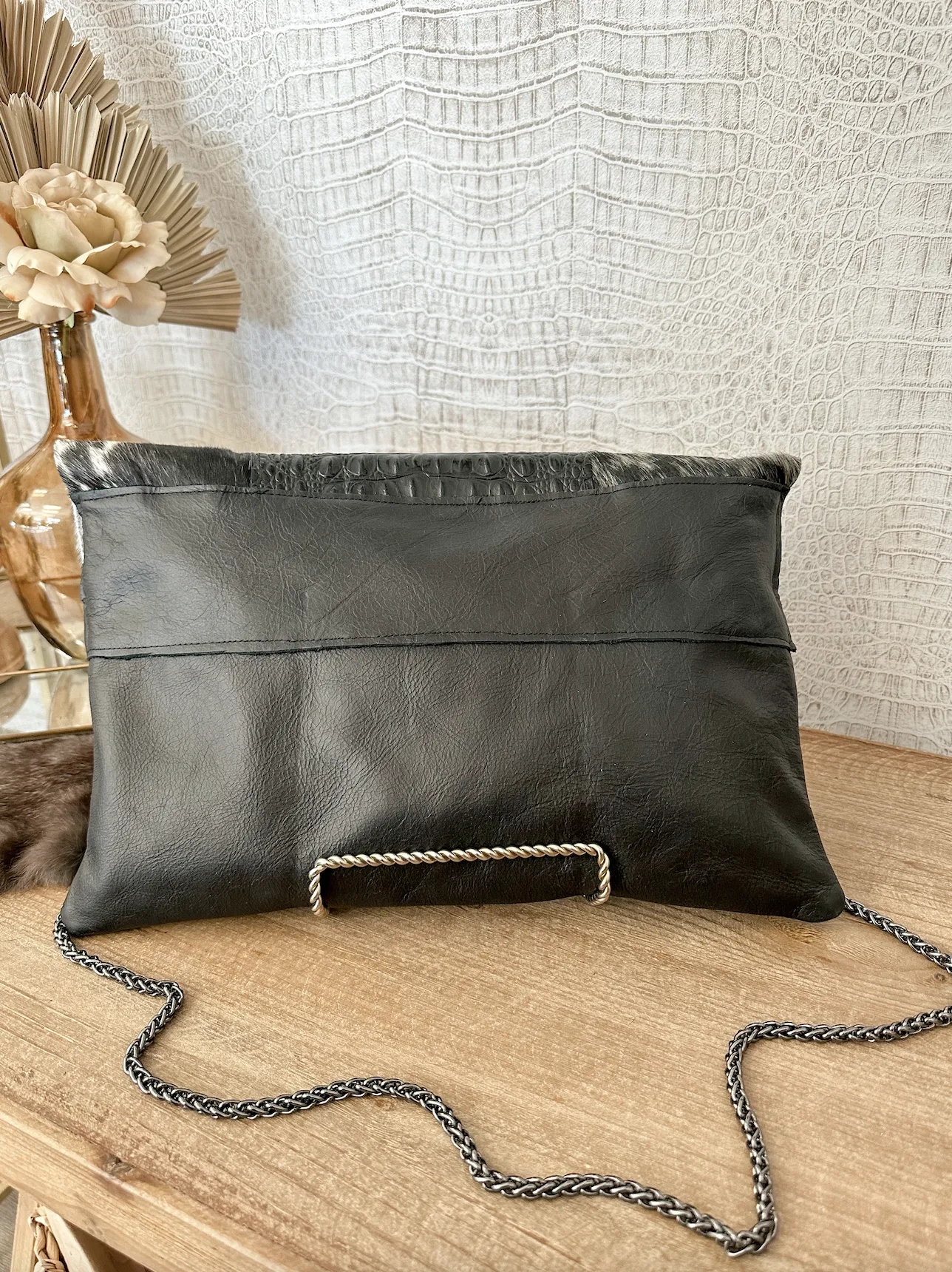 Black Croc with Spec Hide Clutch/Crossbody