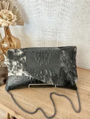 Black Croc with Spec Hide Clutch/Crossbody