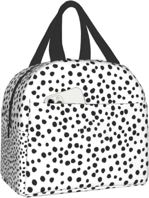 Black Polka Dots Lunch Box Insulated Lunch Bag for Kids Girls Boys Women men Reusable Lunch Tote Bag for School Work Picnic Travel