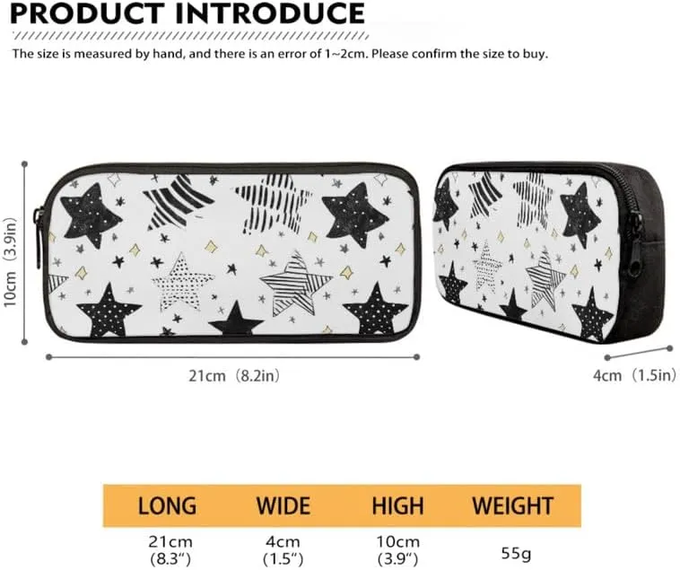 Black White Stars School Bag Backpack for Students Hand Drawn Stars with Insulated Lunch Bag Pen Case Polka Dot Geometric Star School Bookbag for Teen Boys Girls