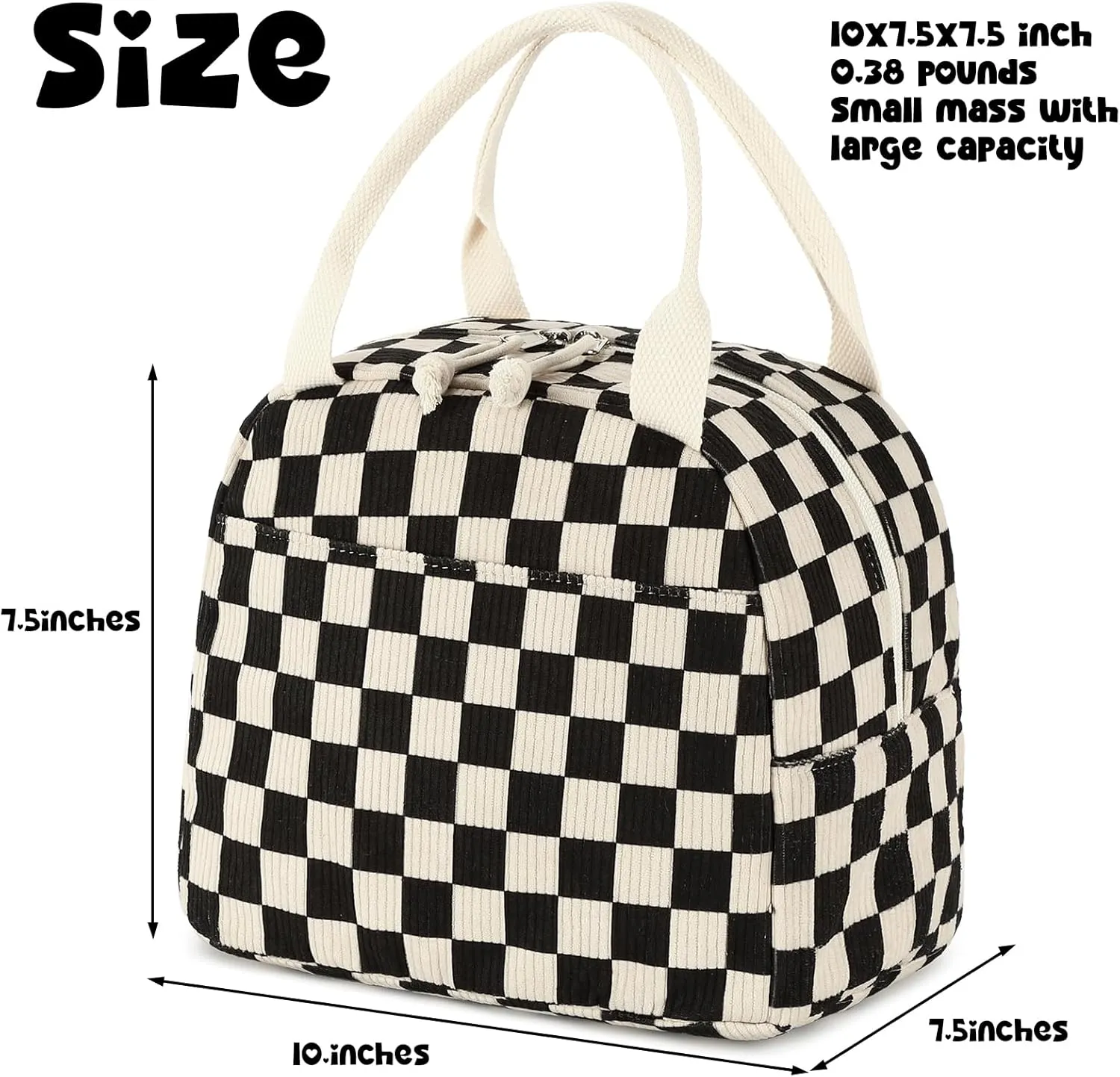 Bluboon Lunch Bag for Women Men Cute Corduroy Lunch Tote Bags Reusable Insulated Lunch Box Large Capacity Reusable Insulated Cooler for Work Picnic or Travel