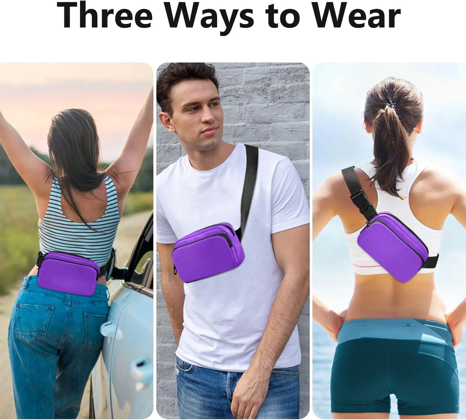 Blue Violet Women Fanny Packs Funny Hip Bag Belt Pouch Waterproof Waist Pack for Women