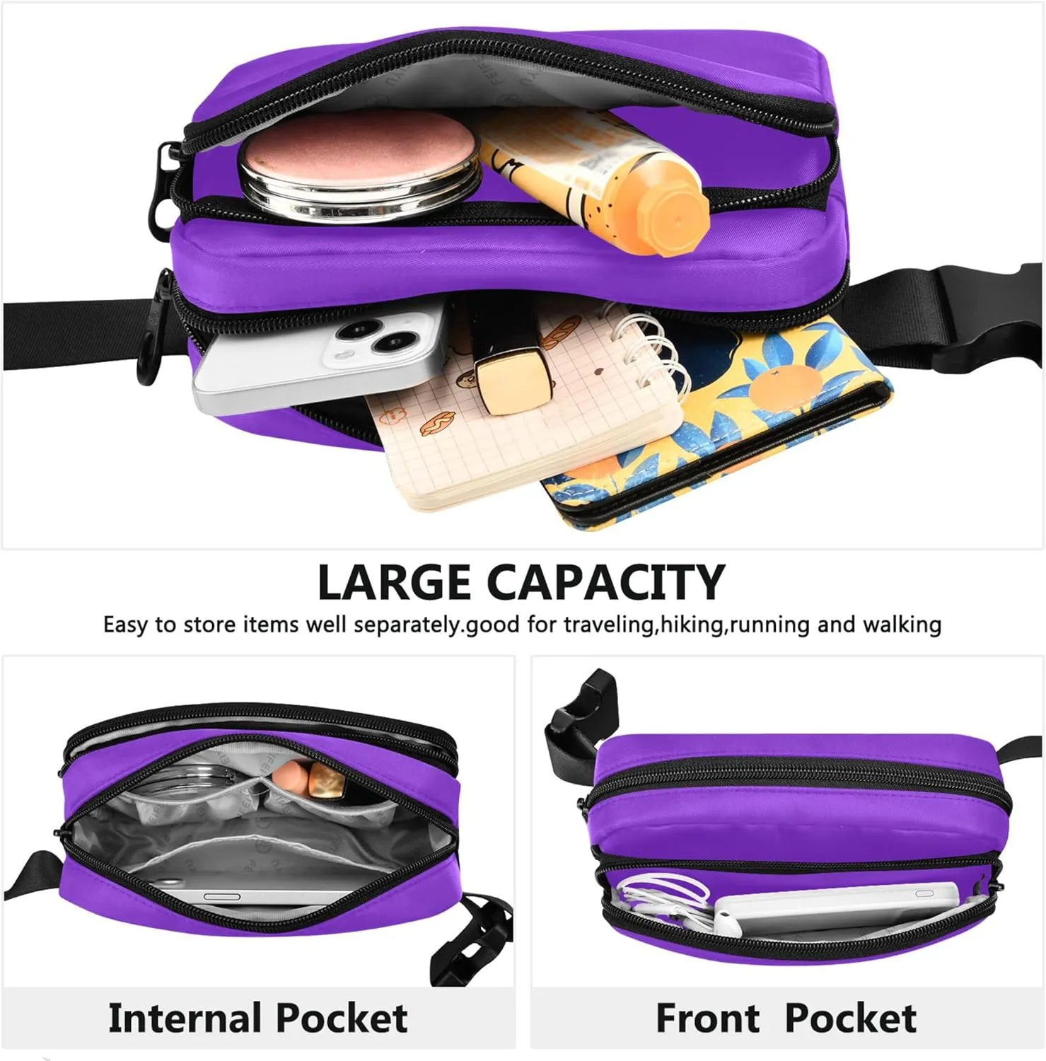 Blue Violet Women Fanny Packs Funny Hip Bag Belt Pouch Waterproof Waist Pack for Women
