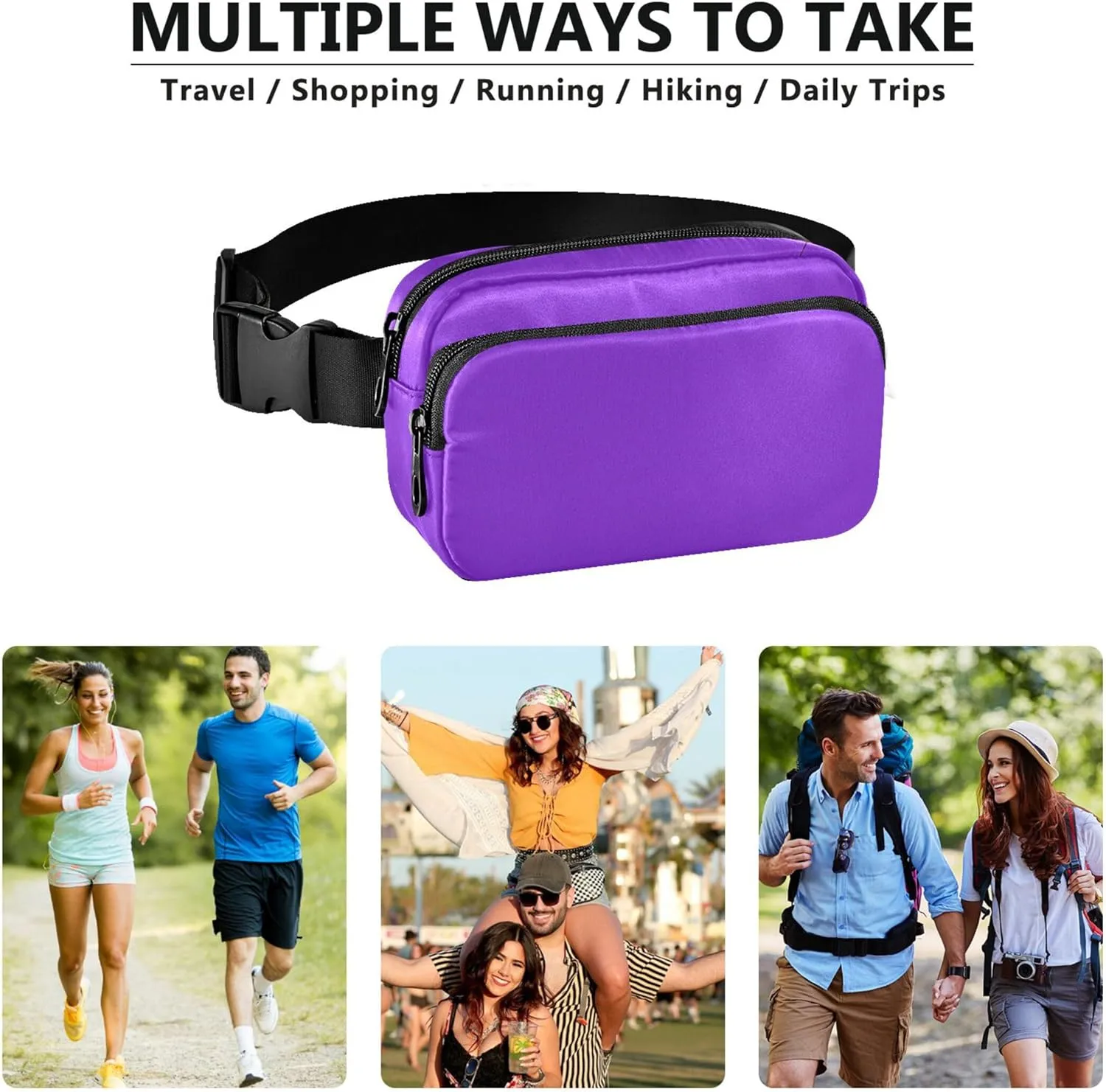 Blue Violet Women Fanny Packs Funny Hip Bag Belt Pouch Waterproof Waist Pack for Women