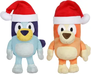 Bluey 7-8" Plush Soft Toy Bundle Includes Festive and Bingo Christmas Holidays Season Plush with Santa Hats