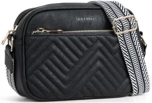 BOSTANTEN Quilted Crossbody Bags for Women Vegan Leather Purses Small Shoulder Handbags with Wide Strap