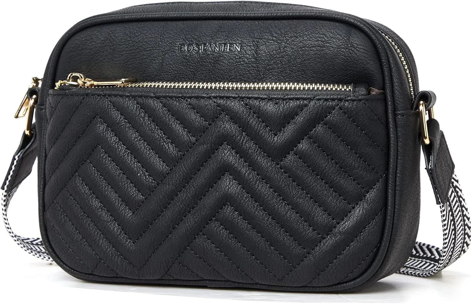 BOSTANTEN Quilted Crossbody Bags for Women Vegan Leather Purses Small Shoulder Handbags with Wide Strap