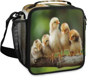 Budxapjw Cute Chick Insulated Lunch Bag with Shoulder Strap Chick Reusable Cooler Square Tote Lunch Bag for Women Men Office Work Travel Picnic Camping