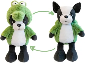 Bulldog-Alligator Stuffed Animal French Bulldog Wearing Green Alligator Costume Plushies Dog Dressed as Cute Crocodile Plush Toys for Kids Stuffed Puppy Animals for Lover 13 Inch
