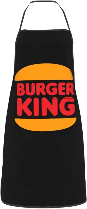 Burger King Bib Apron Adjustable With Pockets Chef Apron Men'S Women'S Apron For Cooking For Kitchen Cooking Gardening Painting Baking Restaurant