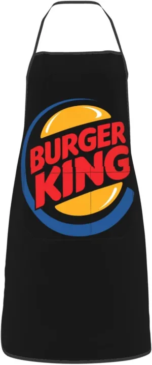 Burger King Bib Apron Adjustable With Pockets Gardening Apron Men'S Woman'S Apron For Cooking