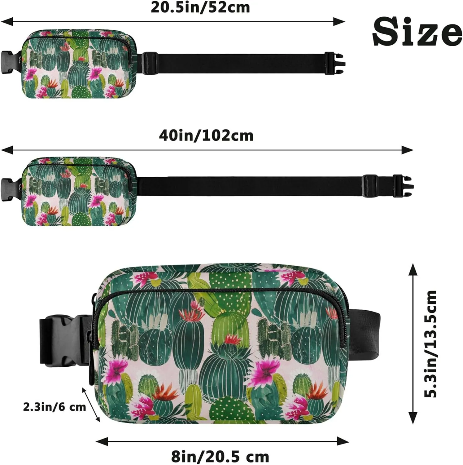 Cactus Plants Flowers Womens Fanny Pack Waterproof Everywhere Belt Bag Bright Colored Crossbody Waist Bag
