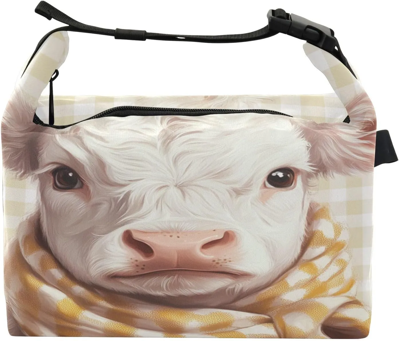 Calf Daisies Beige Kids Lunch Box for Boys Girls Insulated Lunch Container Mini Snack Bag with Handle Buckle for Travel Office