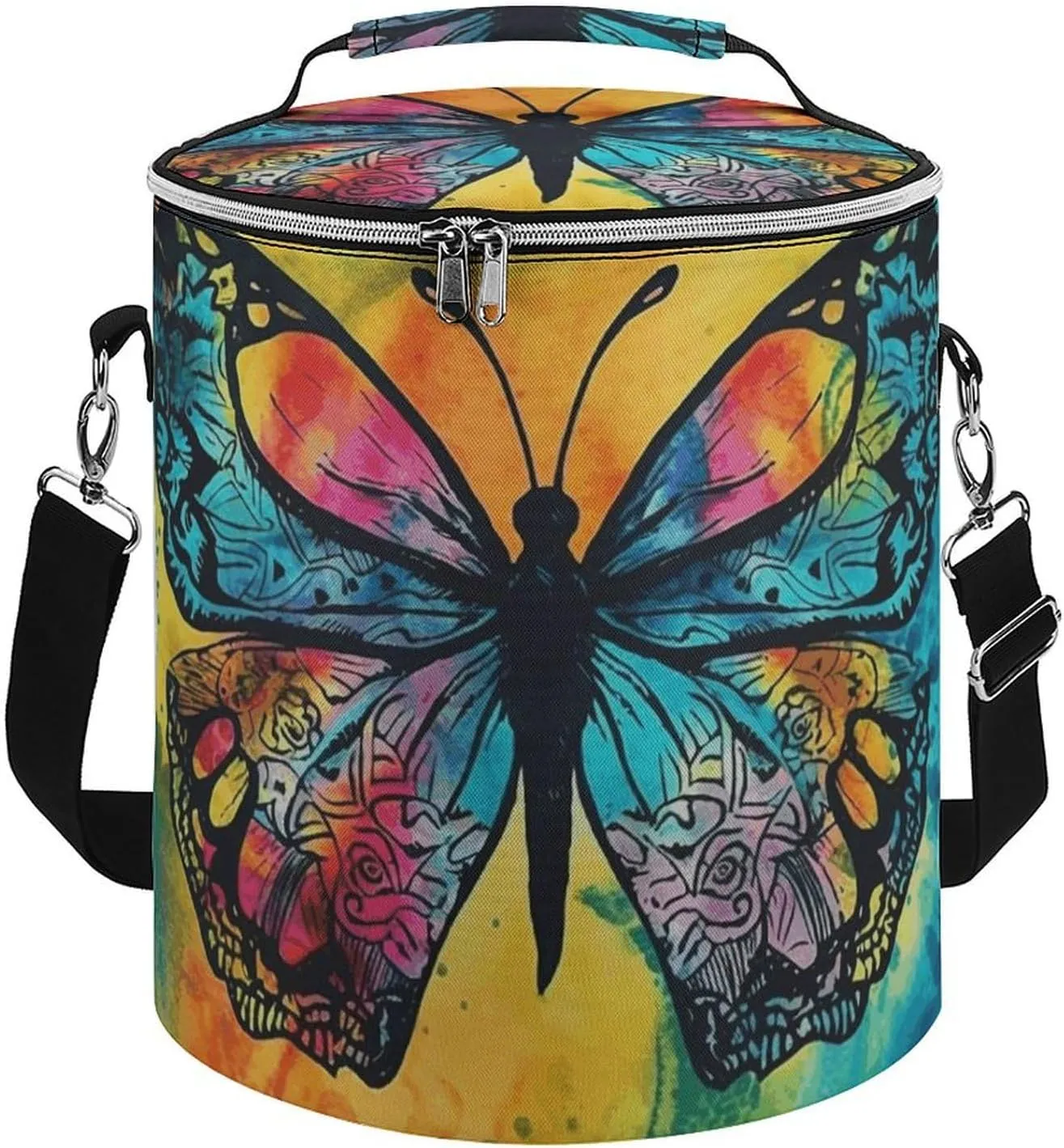 Camping Cooler Bag, Butterfly Tie Dye Print Portable Ice Pack Outdoor Cooler Bag Picnic Cooler Bag Foldable Cooler Bag, style