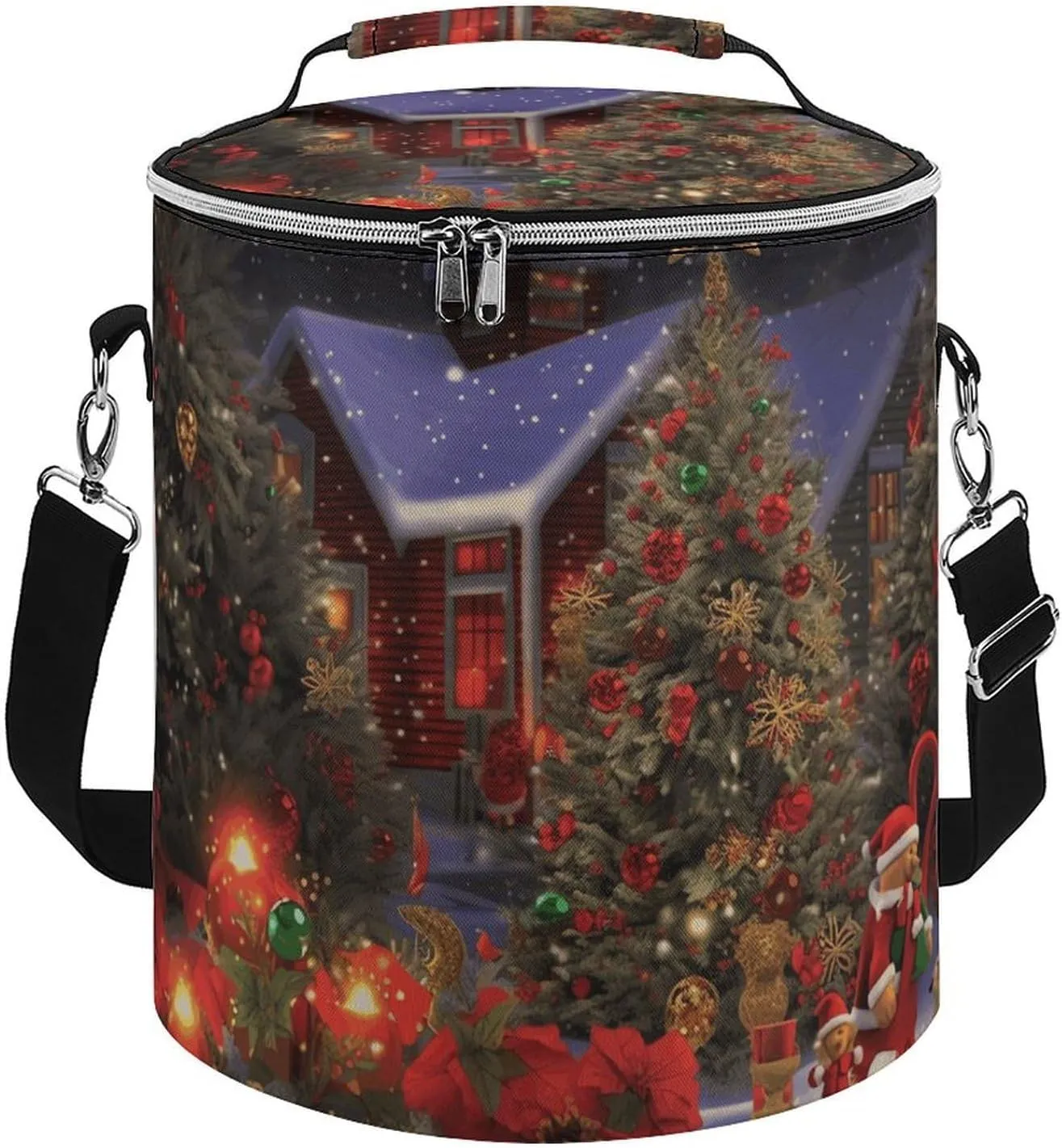 Camping Cooler Bag, Christmas Cheer Print Portable Ice Pack Outdoor Cooler Bag Picnic Cooler Bag Foldable Cooler Bag