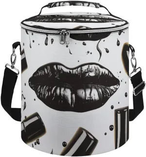 Camping Cooler Bag, Cool Black Lipstick Lips Print Portable Ice Pack Outdoor Cooler Bag Picnic Cooler Bag Foldable Cooler Bag, style