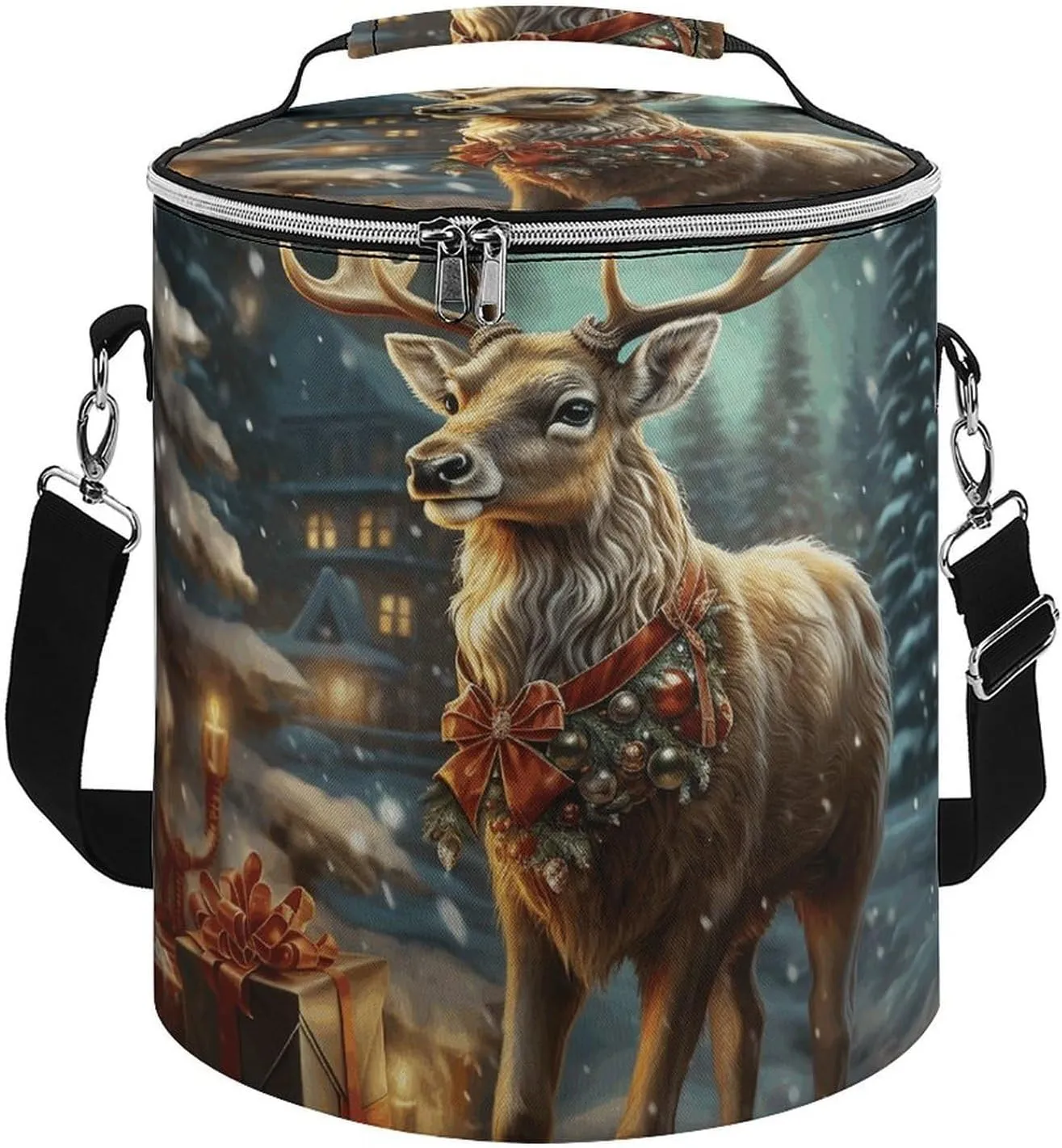 Camping Cooler Bag, Reindeer Print Portable Ice Pack Outdoor Cooler Bag Picnic Cooler Bag Foldable Cooler Bag, style