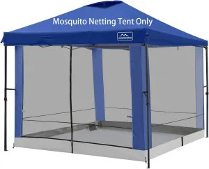 Canopy Universal Mosquito Netting Tent, Converts 10'x10' Canopy Gazebo into Camping Inner Tent, Screen House Camping Cube with Full PE Floors for Patio, Outdoor, Garden and Backyard.(Navy Blue)