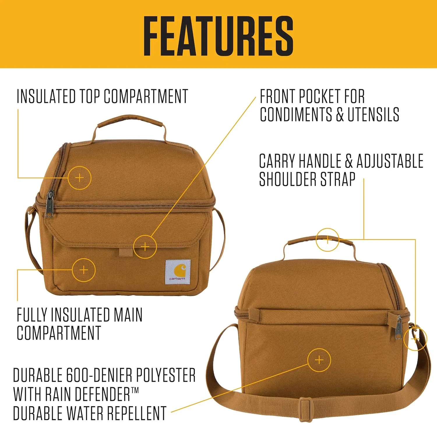 Carhartt 12 Can Two Compartment Lunch Box | Durable, Fully-Insulated Lunch Bag for Women & Men, Duck Blind Case, Large Lunchbox (Blind Duck Camo)