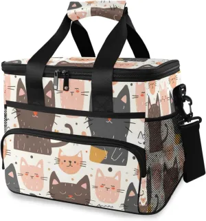 Cartoon Cat Cute Animal Cooler Bag Insulated Cooler Soft Sided Cooler 24 Can Portable Picnic Bag Large Leakproof Lunch Bag Box for Beach Grocery Camping Travel Car Men Women