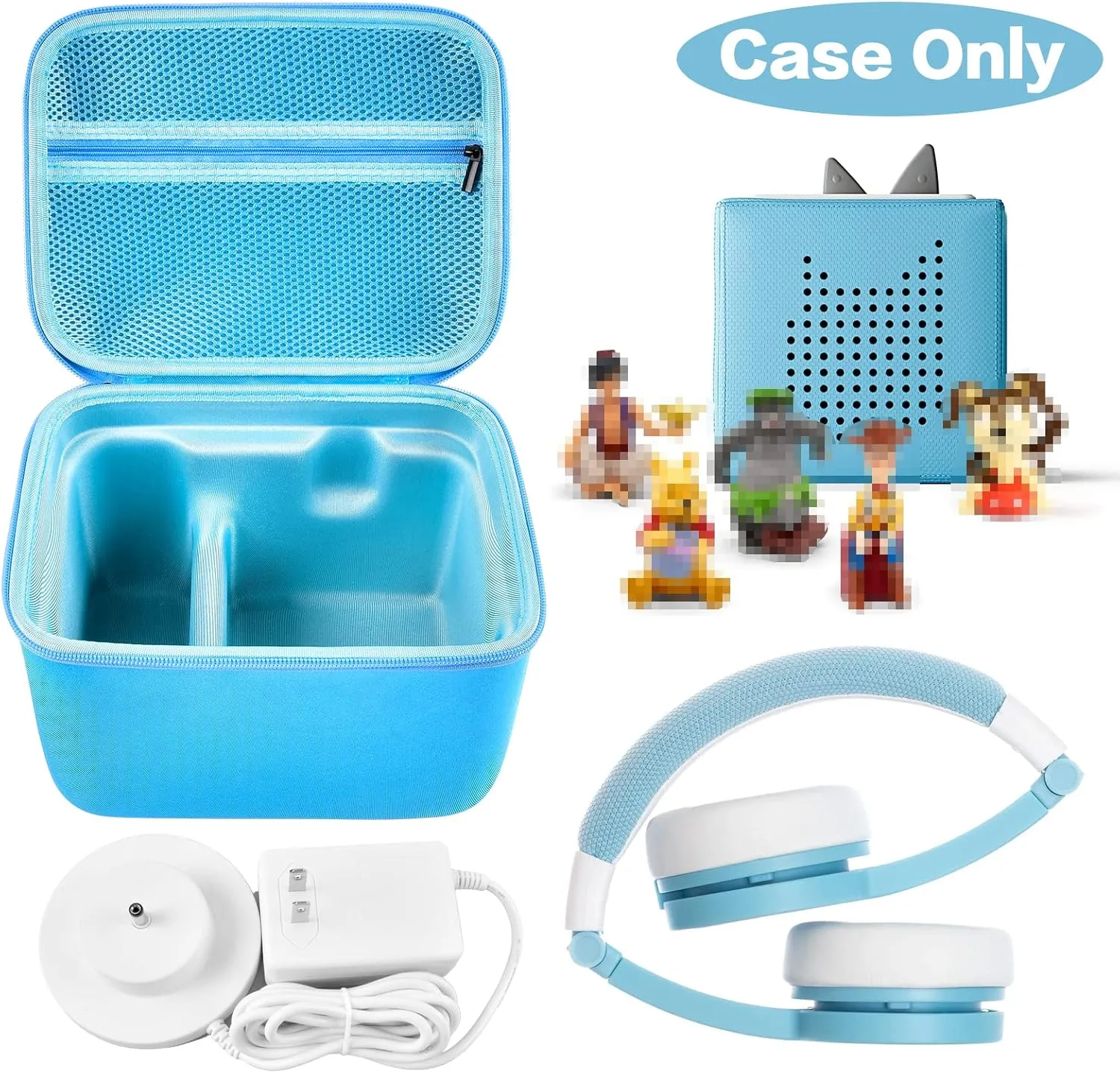 Case Comaptible with Toniebox Audio Player Starter Set and for Tonies Figures Characters. Toy Story Storage Organizer Carrying Holder for Headphones, Charging Station and Accessories (Box Only) -Blue