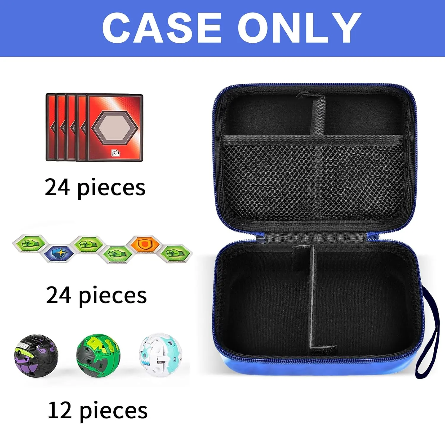 Case Compatible with Bakugan for Baku Gear Pack, Toys Organizer Storage for Bakucores Cards and Ultra Collectible Action Figures, Toy Container Holder for Bakugon Dragonoid Figure (Box Only) Blue
