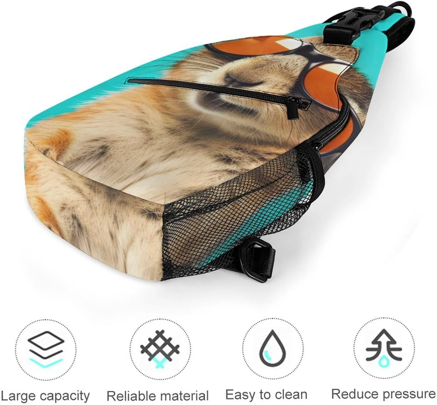Casual Sling Backpack Chipmunk-sunglass-pastel-pattern Chest Bags Crossbody Sling Bag Travel Hiking Daypack Shoulder Bag for Women Men, 38x20cm, Style