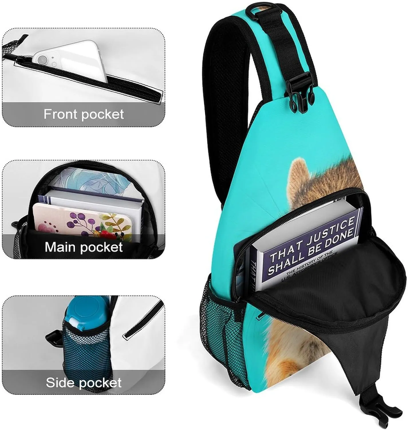 Casual Sling Backpack Chipmunk-sunglass-pastel-pattern Chest Bags Crossbody Sling Bag Travel Hiking Daypack Shoulder Bag for Women Men, 38x20cm, Style