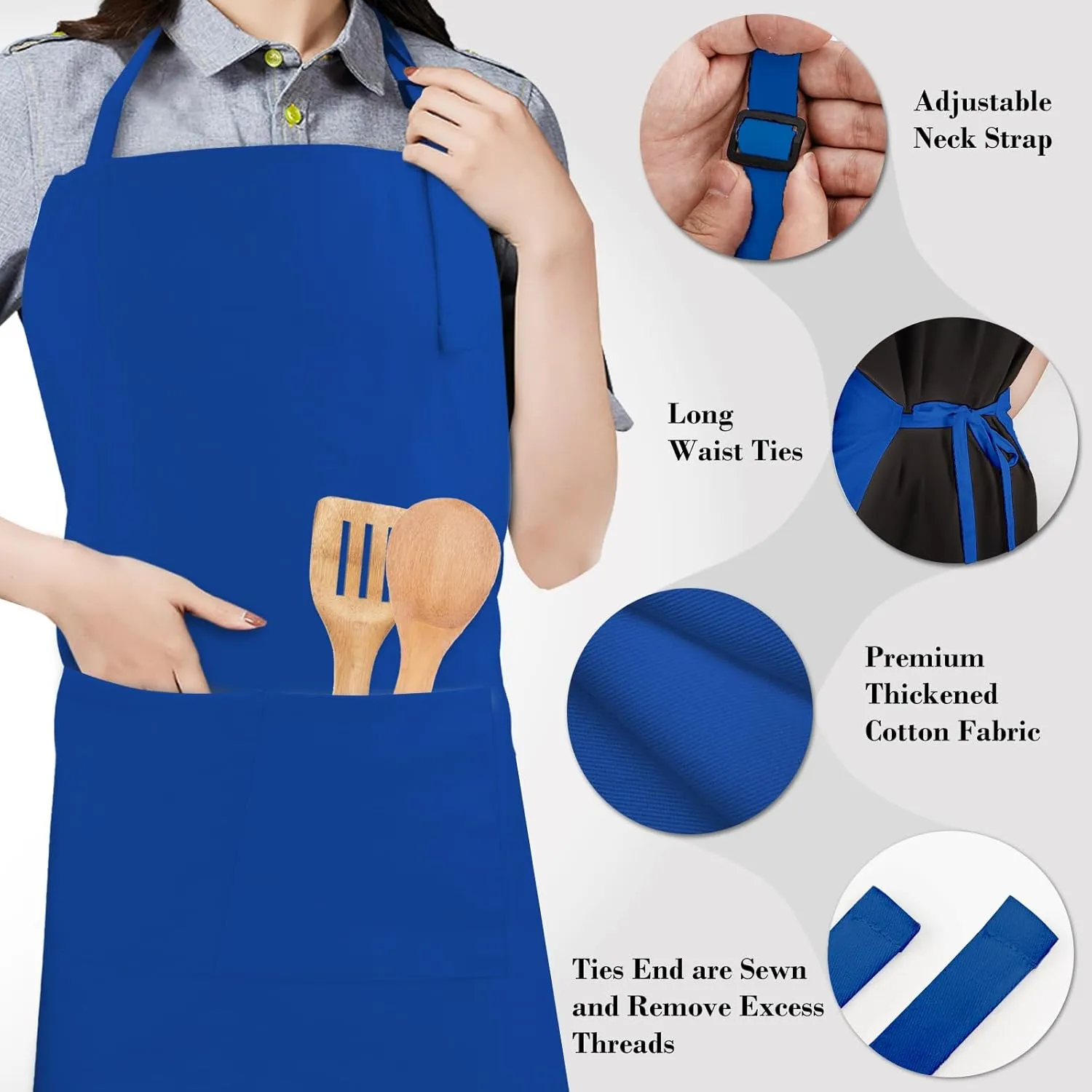 Chef Apron and Hat set, 2 Pockets Adjustable Cotton Kitchen Cooking Bib Apron, Baker Costume for Men Women