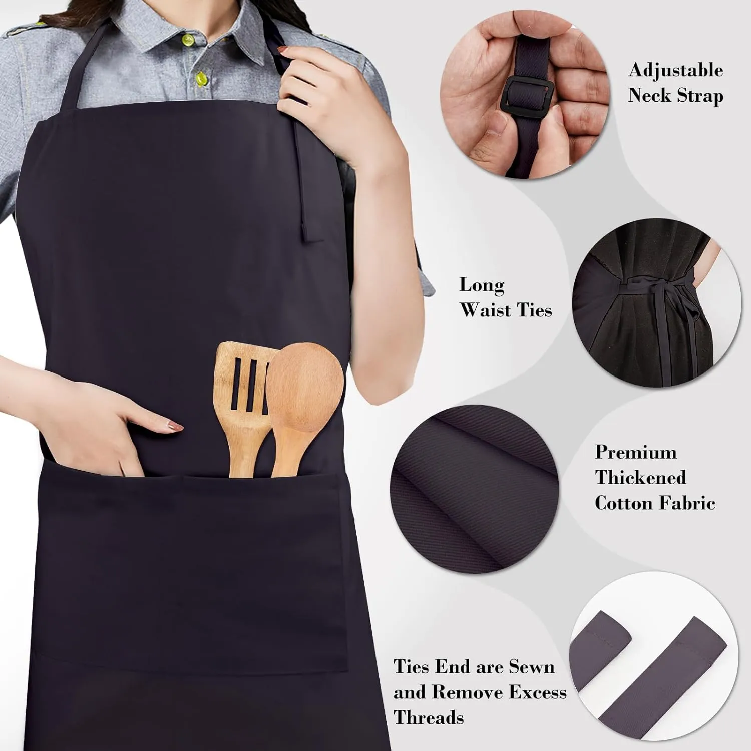 Chef Apron and Hat set, 2 Pockets Adjustable Cotton Kitchen Cooking Bib Apron, Baker Costume for Men Women