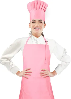 Chef Apron and Hat set, 2 Pockets Adjustable Cotton Kitchen Cooking Bib Apron, Baker Costume for Men Women