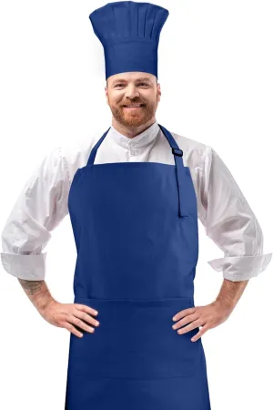 Chef Apron and Hat set, 2 Pockets Adjustable Cotton Kitchen Cooking Bib Apron, Baker Costume for Men Women