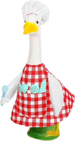 Chef Goose Outfits Porch Goose Statue Clothes 23" Lawn Cement Goose Decor Costume Yard Patio Party Decoration