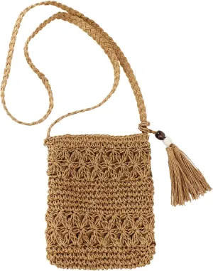 CHIC DIARY Small Straw Crossbody Bag Women Weave Rattan Shoulder Bag Beach Shoulder Purse with Tassel